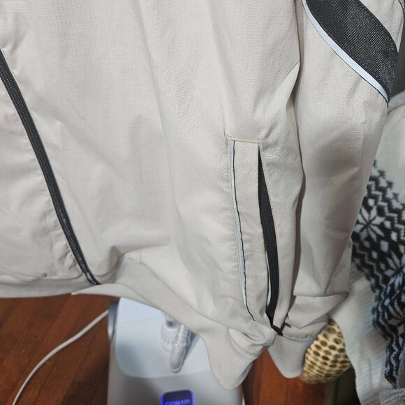 Adidas Beige/Black Hooded Jacket ORL 12 Logo Zip-Up Size M - Picture 4 of 9